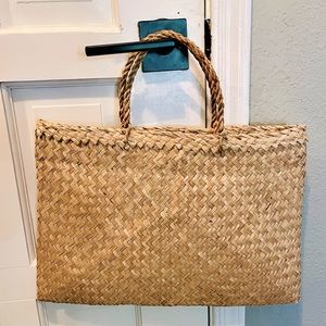 Woven Straw Satchel Handbag